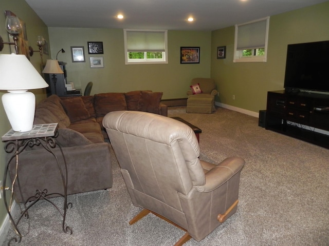 1782 Old Creamery Rd, Williston, VT 05495 - carpeted living room with recessed lighting, baseboards, healthy amount of natural light, and baseboard heating