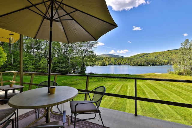 775 E Lake Rd, Ludlow, VT 05149 - balcony with a water view, a view of trees, and outdoor dining space