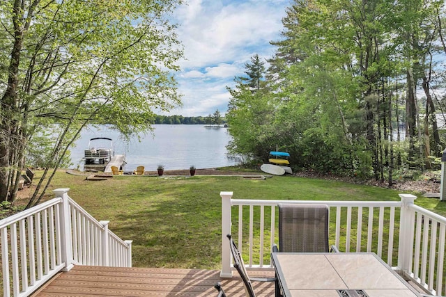 22 Shore Dr, Middleton, NH 03887 - wooden terrace featuring a water view and a yard
