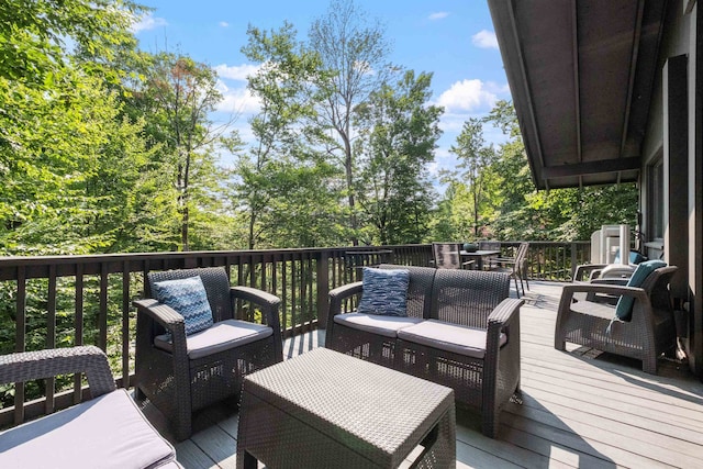 25 Hilltop Dr, Newbury, NH 03255 - wooden terrace featuring an outdoor living space