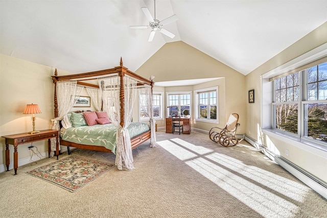 367 N Rd, Sunapee, NH 03782 - carpeted bedroom with lofted ceiling, baseboards, and a ceiling fan