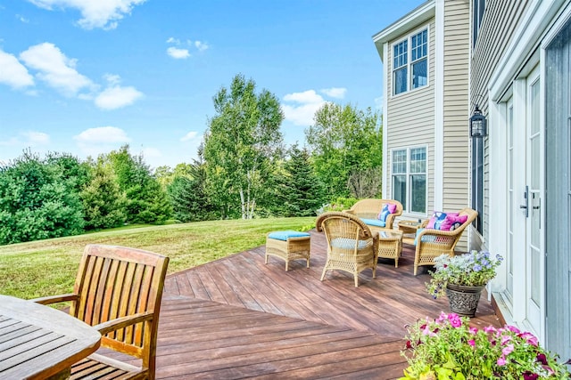 367 N Rd, Sunapee, NH 03782 - wooden deck featuring an outdoor living space and a yard