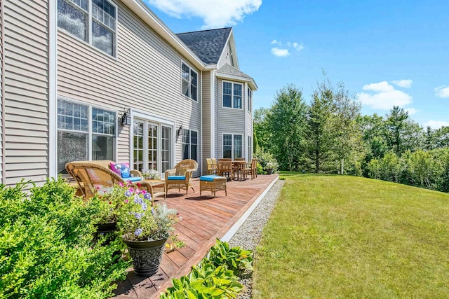 367 N Rd, Sunapee, NH 03782 - view of grassy yard with a deck and outdoor dining space