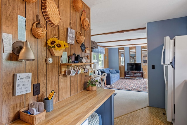21 Pine Hill Dr, Barnstead, NH 03225 - dining room with wood walls and beam ceiling