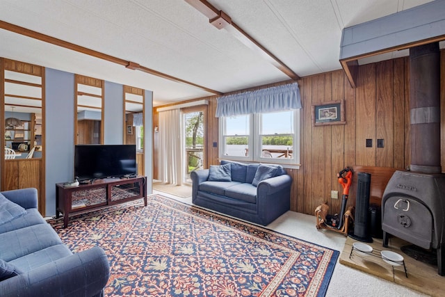 21 Pine Hill Dr, Barnstead, NH 03225 - carpeted living area with wooden walls