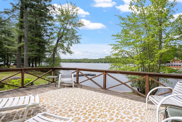 21 Pine Hill Dr, Barnstead, NH 03225 - wooden deck featuring a water view