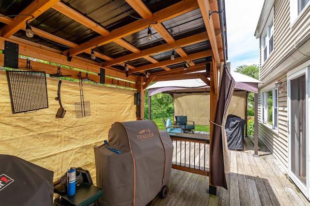 212 W Main St, Hillsborough, NH 03244 - wooden terrace with area for grilling and electric panel