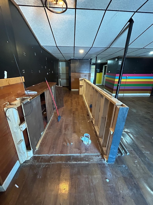 521 Wilson St, Manchester, NH 03103 - misc room with hardwood / wood-style flooring and a drop ceiling