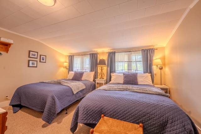 57 Main St, Woodstock, NH 03262 - carpeted bedroom featuring crown molding and vaulted ceiling