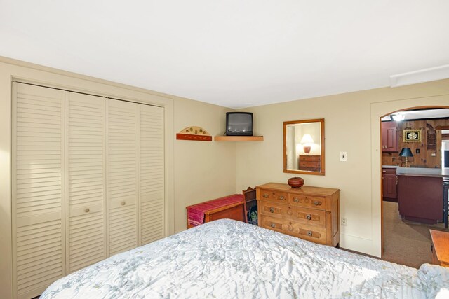 78 Windy Point Rd S, Wakefield, NH 03872 - carpeted bedroom featuring arched walkways and a closet