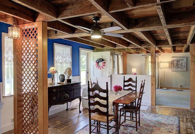 398 N Rd, Milton, VT 05468 - dining area with hardwood / wood-style floors and ceiling fan