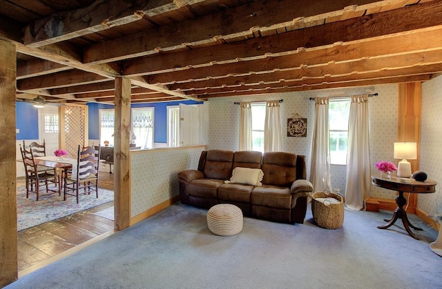 398 N Rd, Milton, VT 05468 - carpeted living room with wallpapered walls