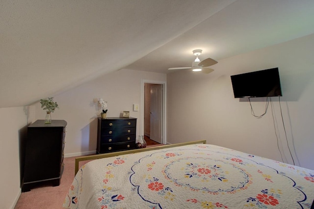 398 N Rd, Milton, VT 05468 - carpeted bedroom featuring vaulted ceiling, a ceiling fan, and baseboards