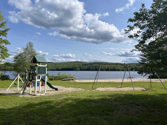 34 Adams Dr, Washington, NH 03280 - community play area featuring a lawn, a water view, and a forest view