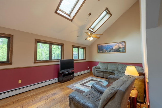 16 Berkeley St, Pelham, NH 03076 - living area with baseboard heating, a skylight, plenty of natural light, and vaulted ceiling