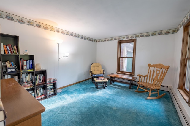 16 Berkeley St, Pelham, NH 03076 - sitting room featuring carpet floors, baseboard heating, and baseboards