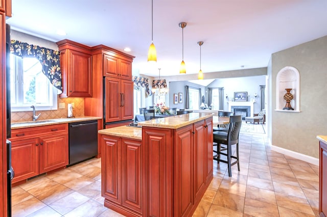 16 Gilboa Ln, Nashua, NH 03062 - kitchen with dishwasher, healthy amount of natural light, a kitchen island, decorative backsplash, and recessed lighting