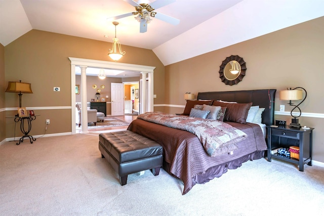 16 Gilboa Ln, Nashua, NH 03062 - bedroom featuring lofted ceiling, carpet flooring, ornate columns, and baseboards
