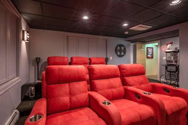 16 Gilboa Ln, Nashua, NH 03062 - cinema featuring a baseboard radiator, recessed lighting, carpet, and baseboards