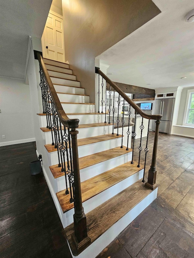 436 Mammoth Rd, Pelham, NH 03076 - staircase with baseboards and wood finished floors