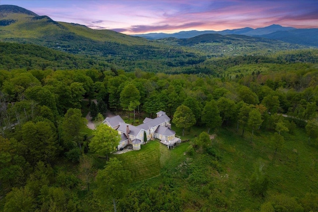 1097 Taber Ridge Rd, Stowe, VT 05672 - aerial view at dusk of a view of trees and a mountain view