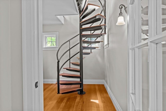 1097 Taber Ridge Rd, Stowe, VT 05672 - staircase featuring wood finished floors and baseboards