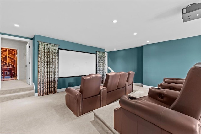1097 Taber Ridge Rd, Stowe, VT 05672 - carpeted cinema featuring recessed lighting and baseboards
