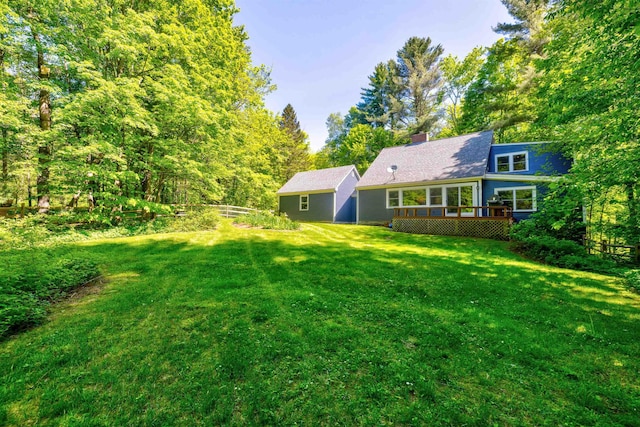 47 Hollow View Rd, Stowe, VT 05672 - view of yard featuring a wooden deck