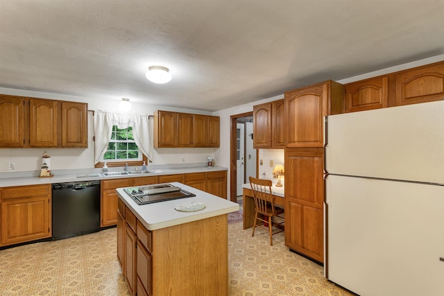 210 Province Rd, Belmont, NH 03220 - kitchen featuring freestanding refrigerator, dishwasher, electric cooktop, and brown cabinets