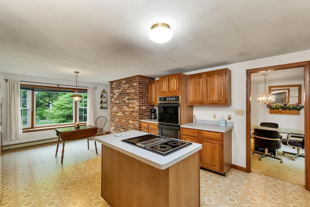 210 Province Rd, Belmont, NH 03220 - kitchen featuring black appliances, a baseboard radiator, light countertops, baseboards, and brown cabinets