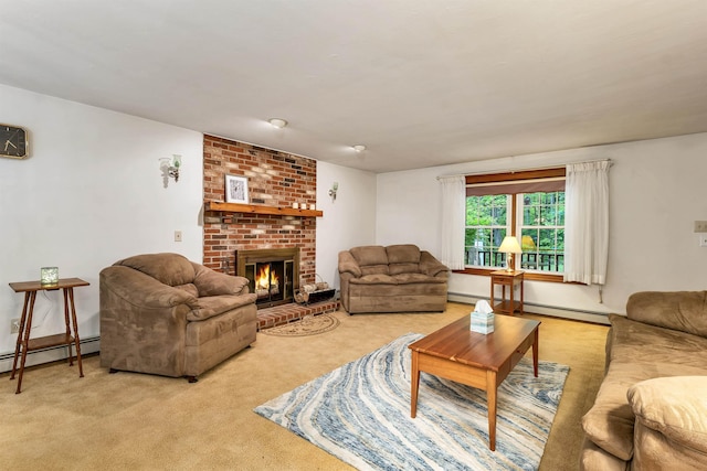 210 Province Rd, Belmont, NH 03220 - carpeted living room with baseboard heating and a fireplace