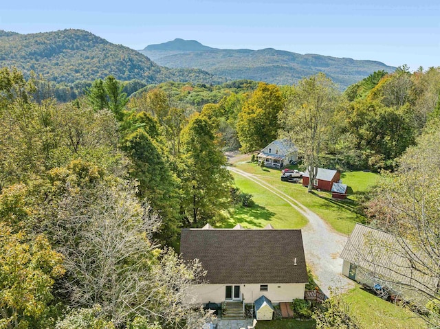 354 Jenny Davis Rd, Waterbury, VT 05676 - view of subject property with a mountain backdrop and a forest