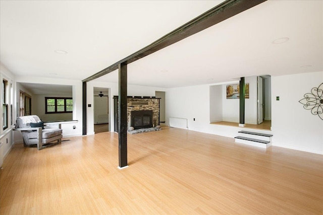 135 Governor Peck Rd, Jericho, VT 05465 - unfurnished living room featuring a fireplace and light wood finished floors