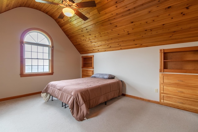 275 Petit Rd, Coventry, VT 05825 - bedroom featuring vaulted ceiling, carpet floors, baseboards, a ceiling fan, and wooden ceiling