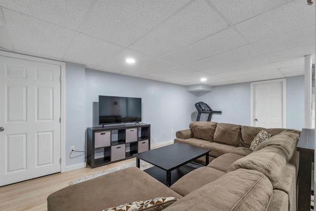 190 Anthony St, Manchester, NH 03103 - living room with wood finished floors, baseboards, a paneled ceiling, and recessed lighting
