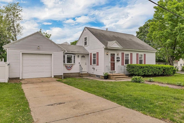 190 Anthony St, Manchester, NH 03103 - cape cod house with a garage, concrete driveway, a front yard, and roof with shingles