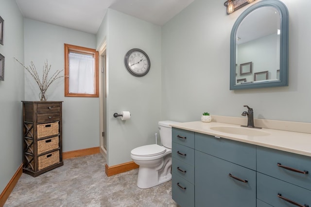 26 Association Dr, Northwood, NH 03261 - bathroom featuring vanity, baseboards, toilet, and a shower