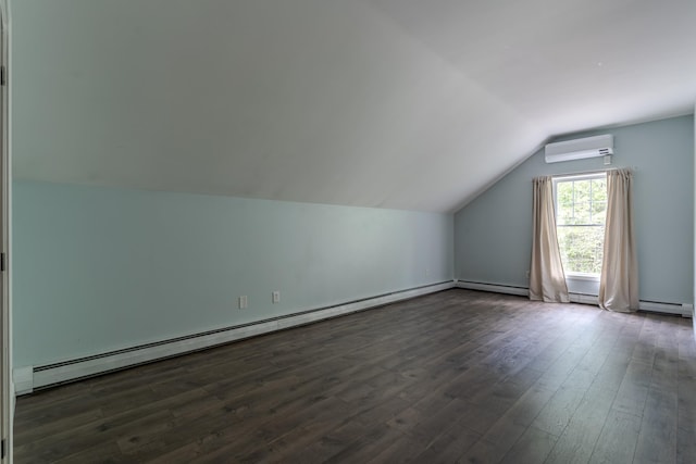 11 Rabbit Ln, Barrington, NH 03825 - bonus room featuring a wall mounted AC, a baseboard radiator, lofted ceiling, and wood finished floors