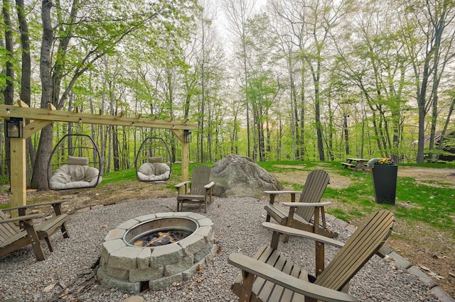 270 Beechnut Dr, Conway, NH 03860 - view of patio featuring a fire pit