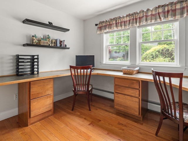 278 S Cove Rd, Burlington, VT 05401 - office with a baseboard heating unit, built in desk, and light wood finished floors