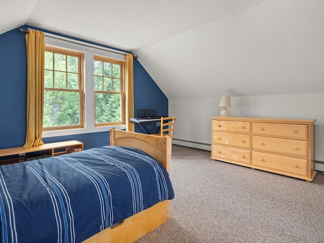 278 S Cove Rd, Burlington, VT 05401 - carpeted bedroom featuring a baseboard radiator and lofted ceiling