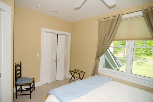 120 Pepin Dr Unit B 6, Newport City, VT 05855 - bedroom featuring light colored carpet, a ceiling fan, a closet, and baseboards
