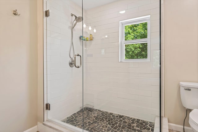 78 Hitching Post Ln, Bedford, NH 03110 - bathroom with toilet, a shower stall, and baseboards