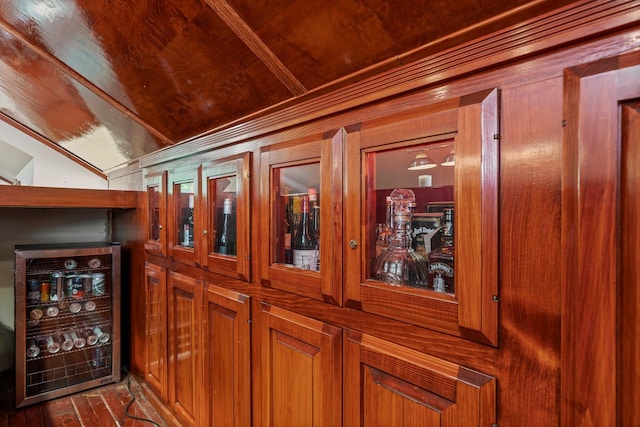 78 Hitching Post Ln, Bedford, NH 03110 - detailed view of wine cooler, wooden ceiling, and ornamental molding