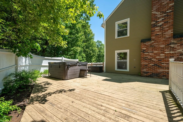 78 Hitching Post Ln, Bedford, NH 03110 - wooden terrace featuring a fenced backyard and a hot tub