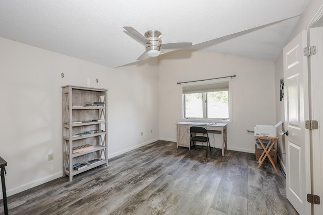 58 Hickory Ln, Windham, NH 03087 - office with wood finished floors, ceiling fan, baseboards, and vaulted ceiling