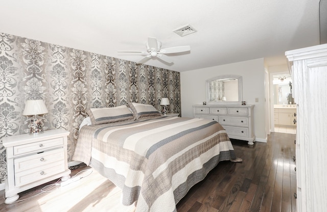 58 Hickory Ln, Windham, NH 03087 - bedroom featuring dark wood finished floors, ceiling fan, and baseboards