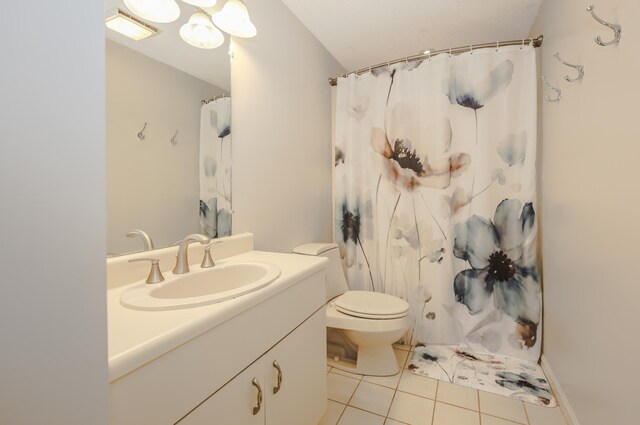 58 Hickory Ln, Windham, NH 03087 - full bathroom with vanity, tile patterned flooring, toilet, and a shower with curtain