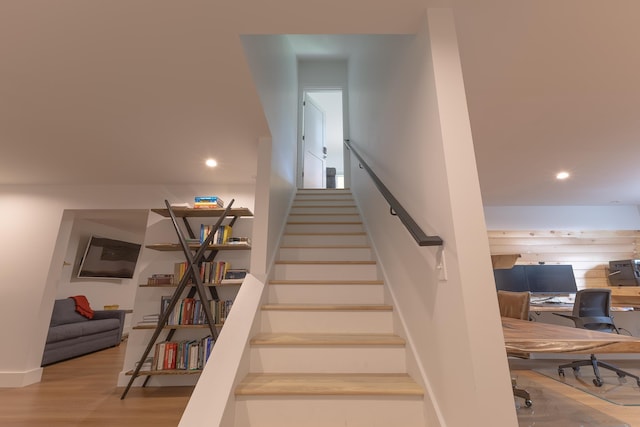 346 Elizabeths Ln Unit 13, Morristown, VT 05661 - staircase featuring wood finished floors and recessed lighting
