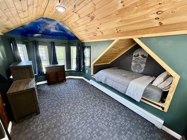 11 Francestown Rd, Bennington, NH 03442 - carpeted bedroom featuring wooden ceiling, baseboards, and vaulted ceiling